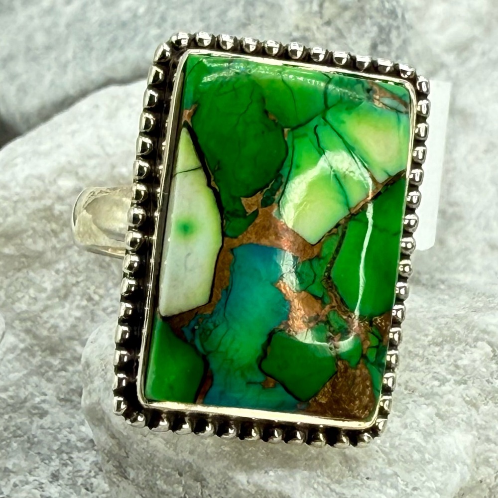 NWT Sterling Silver Peacock Dahlia Turquoise Statement Ring Size 9